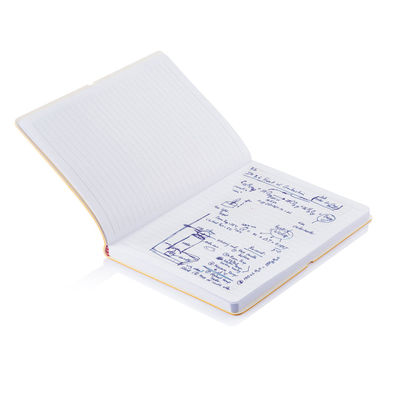 Load image into Gallery viewer, Deluxe softcover A5 notebook by XD Collection with smooth black cover and elastic band closure, ideal for notes and journaling.