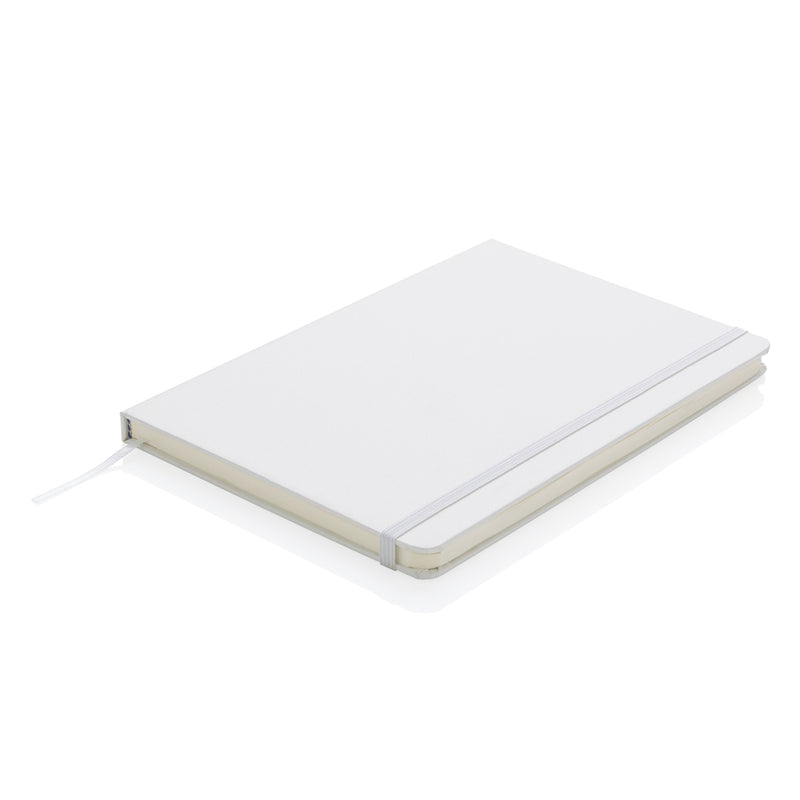 Load image into Gallery viewer, A classic hardcover A5 notebook from XD Collection with a sleek black cover and gold-embossed title, open to show lined pages.