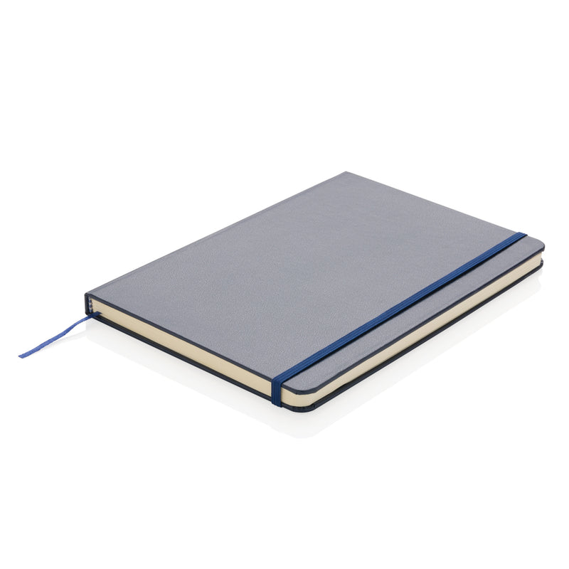 Load image into Gallery viewer, A classic hardcover A5 notebook from XD Collection with a sleek black cover and gold-edged pages, perfect for writing and note-taking.