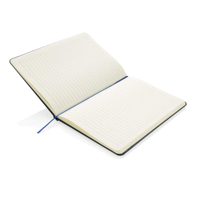 Load image into Gallery viewer, A classic hardcover A5 notebook from XD Collection with a smooth, black cover and lined pages, ideal for writing and note-taking.
