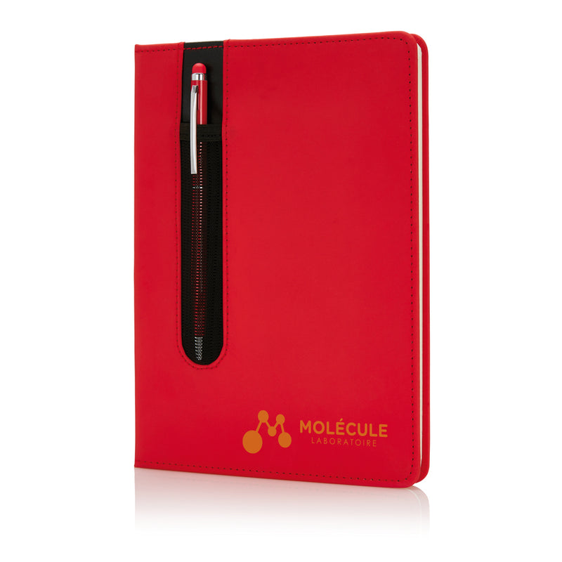 Load image into Gallery viewer, XD Collection hardcover PU A5 notebook with stylus pen, featuring a sleek design and portable size for note-taking and sketches.