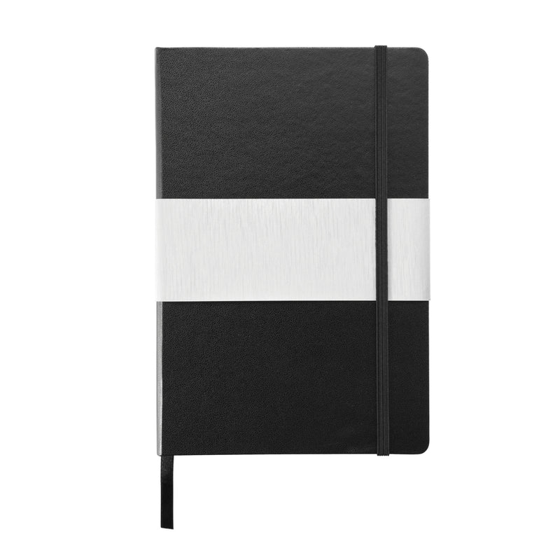 Load image into Gallery viewer, Deluxe hardcover A5 notebook from XD Collection with black cover and elastic closure, ideal for writing and note-taking.