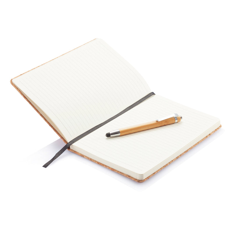 Load image into Gallery viewer, A5 notebook from XD Collection with bamboo pen and stylus, featuring a sleek design for note-taking and sketching.
