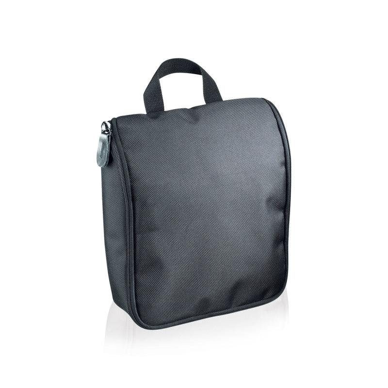Load image into Gallery viewer, XD Collection executive cosmetic bag for travel, featuring a sleek black design with multiple compartments for toiletries and makeup.