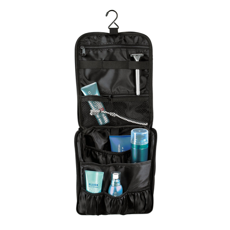 Load image into Gallery viewer, Executive cosmetic bag from XD Collection featuring multiple compartments and a sleek black design for travel and organization.