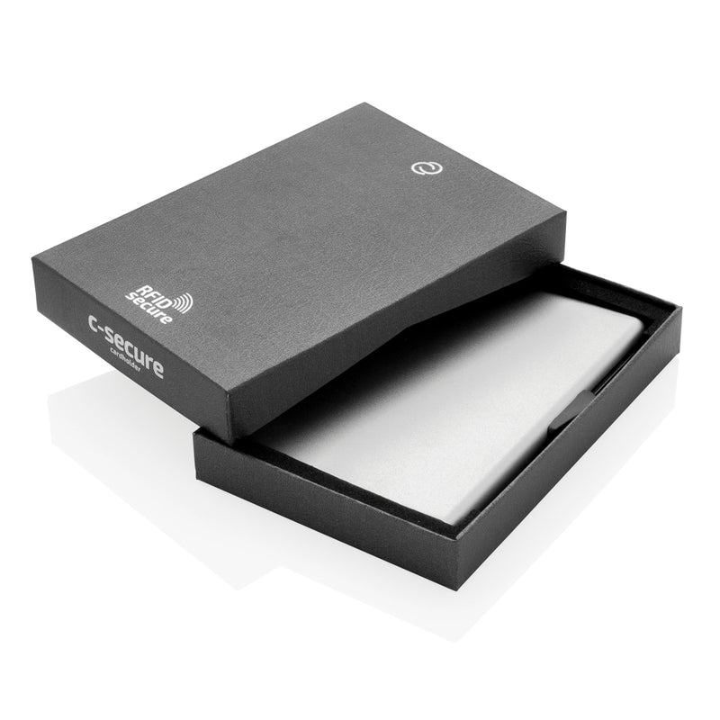 Load image into Gallery viewer, C-Secure aluminium RFID card holder with sleek design, compact travel accessory, featuring secure card slots for RFID protection.