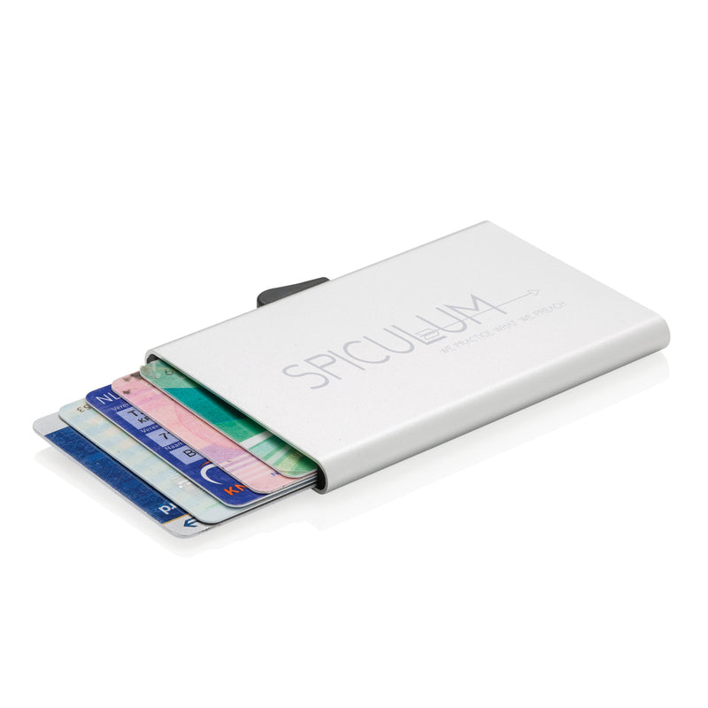 Load image into Gallery viewer, C-Secure aluminium RFID card holder with sleek design, compact travel accessory for secure card storage and protection from RFID scanning.