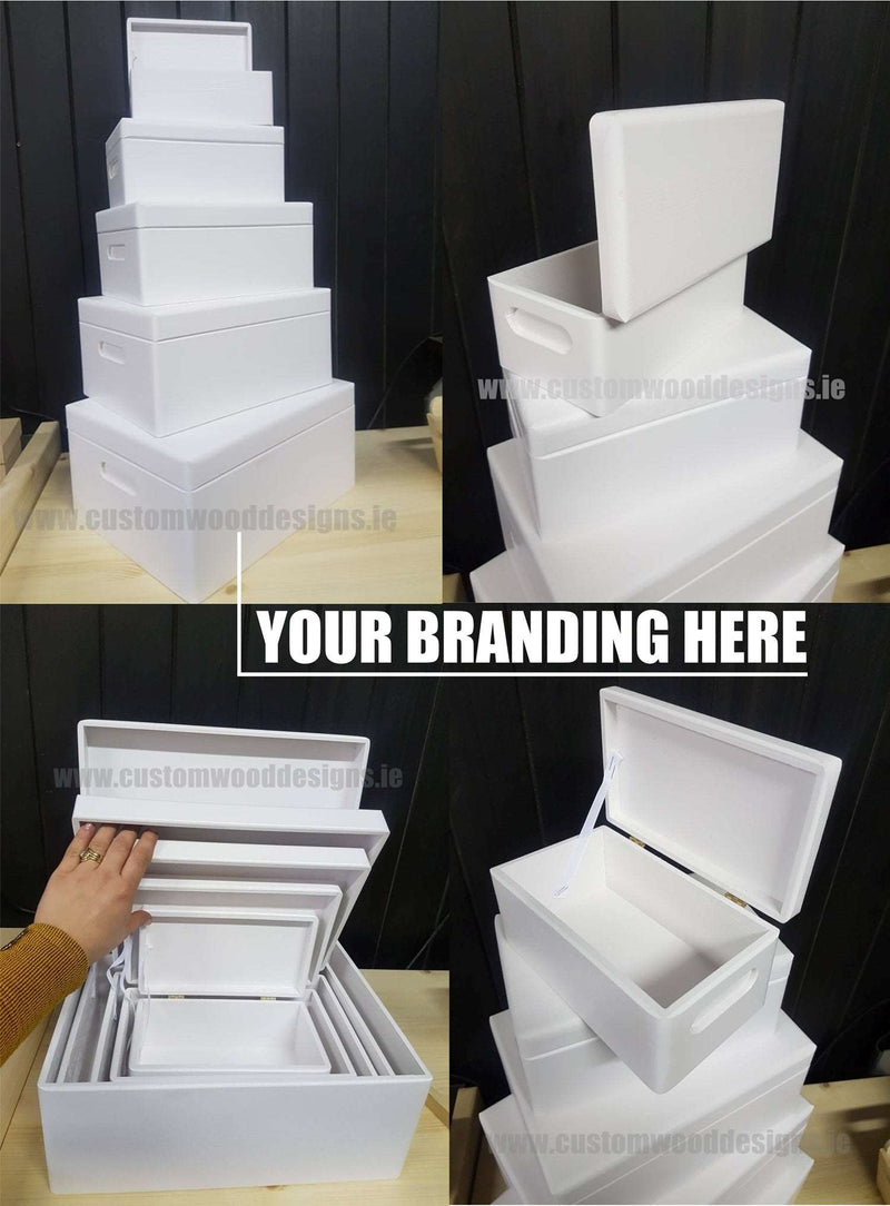 Load image into Gallery viewer, Wooden Boxes Hinged Lid - Various Sizes Painted Boxes Custom Wood Designs bedroom deco box box with lid white box wood wooden painted-boxes-21-cm-x-12-cm-x-9-5-cm-wooden-boxes-hinged-lid-various-sizes-49180135850327