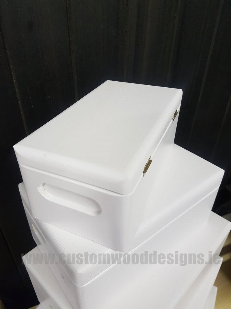 Load image into Gallery viewer, Wooden Boxes Hinged Lid - Various Sizes Painted Boxes Custom Wood Designs bedroom deco box box with lid white box wood wooden painted-boxes-21-cm-x-12-cm-x-9-5-cm-wooden-boxes-hinged-lid-various-sizes-53611579343191