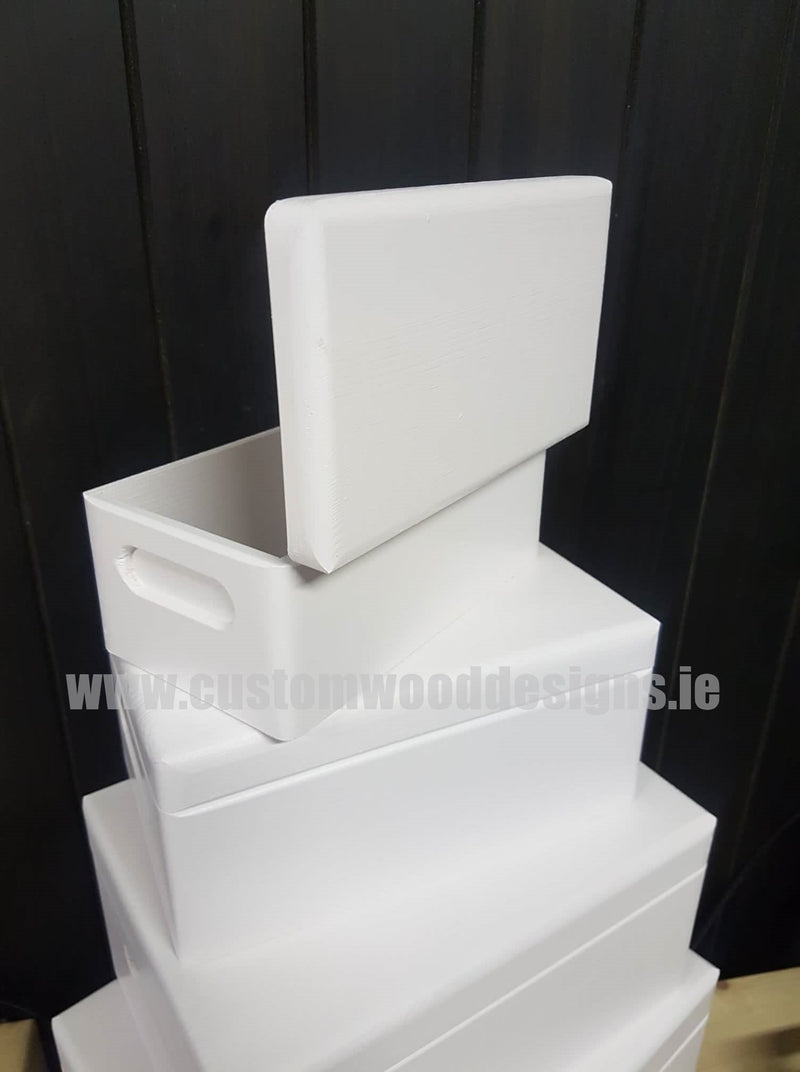Load image into Gallery viewer, Wooden Boxes Hinged Lid - Various Sizes Painted Boxes Custom Wood Designs bedroom deco box box with lid white box wood wooden painted-boxes-21-cm-x-12-cm-x-9-5-cm-wooden-boxes-hinged-lid-various-sizes-53611580358999