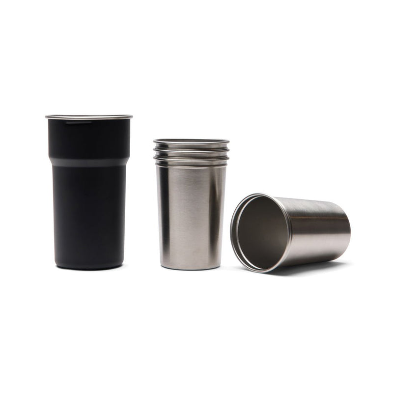 Load image into Gallery viewer, Parks RCS SS cup, 4 pcs, 250 ML - Custom Wood DesignsSet of four Vinga Parks RCS SS cups, 250ml drinkware with stainless steel finish, arranged on a clean surface.DrinkwareV4320701Recycled Stainless steel,Polypropyleneblack