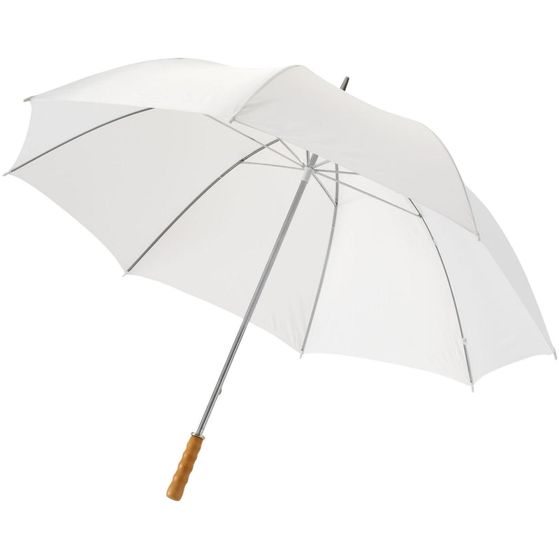 Load image into Gallery viewer, 30&quot; Golf Umbrella with wooden handle pack of 25 White Custom Wood Designs __label: Multibuy process-blue-30-golf-umbrella-with-wooden-handle-pack-of-25-53613595525463
