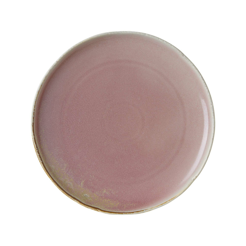 Load image into Gallery viewer, Fine Dine Rosa flat shallow plate, 210mm diameter, ceramic tableware with a floral pink design, suitable for serving dishes.