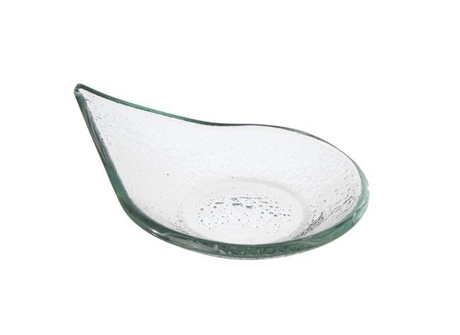Load image into Gallery viewer, Transparent glass finger food dish by Fine Dine, rain drop design, 80x100mm for serving small snacks or appetizers.