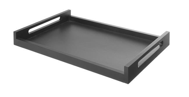 Load image into Gallery viewer, Madeira Black roomservice tray by Fine Dine, 603x403mm, with a sleek black surface and sturdy handles for serving.