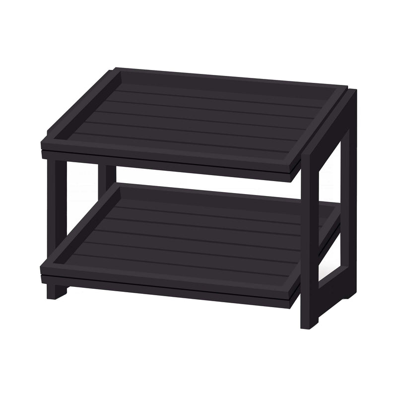 Load image into Gallery viewer, Fine Dine black 2-level stand with dimensions 574x323x441 mm, designed for sturdy support and stylish display.