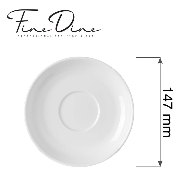 Load image into Gallery viewer, Pure Bianco stackable cappuccino cup saucer, 150mm - Custom Wood DesignsStackable Pure Bianco cappuccino cup saucer by Fine Dine, 150mm, showing smooth white ceramic surface and stackable design.Saucer for stackable cappuccino cup762844