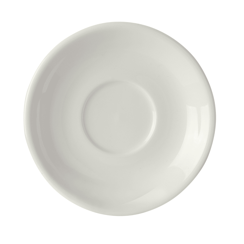 Load image into Gallery viewer, Pure stackable cappuccino cup saucer, 160mm - Custom Wood DesignsStackable cappuccino cup saucer by Fine Dine, 160mm, designed for stacking with cappuccino cups, featuring a smooth, round shape.Saucer for stacked cappuccino cup763438