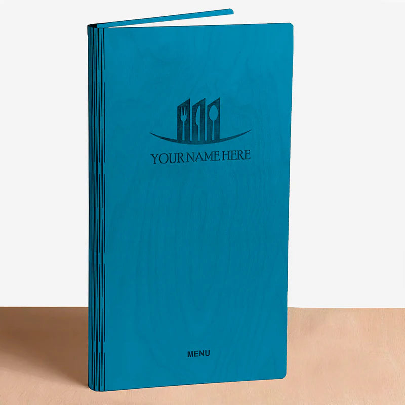 Load image into Gallery viewer, 20 x Wood Menu 20x40cm Blue Custom Wood Designs __label: Multibuy red-20-x-wood-menu-20x40cm-53612708561239