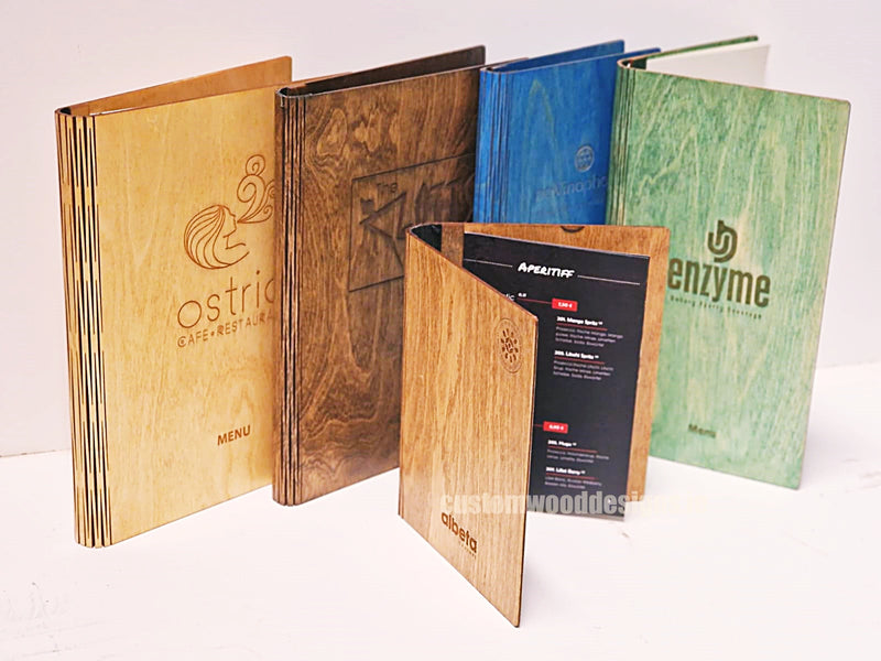 Load image into Gallery viewer, A5 Wood Menus 15x21cm Custom Wood Designs __label: Multibuy red-wine-a5-wood-menus-15x21cm-52022461858135
