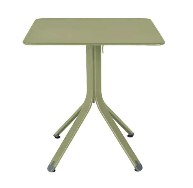 Load image into Gallery viewer, Rest'O Folding Table 71x71cm - Custom Wood DesignsWillow green Fermob Rest'O folding outdoor metal table, 71x71cm, showing the compact, lightweight design suitable for outdoor use.Fermob Outdoor Table Metal24575202511831Willow Green