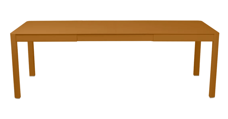 Load image into Gallery viewer, Fermob Ribambelle extendable metal table, 10-seater large outdoor aluminum dining table in gingerbread color.