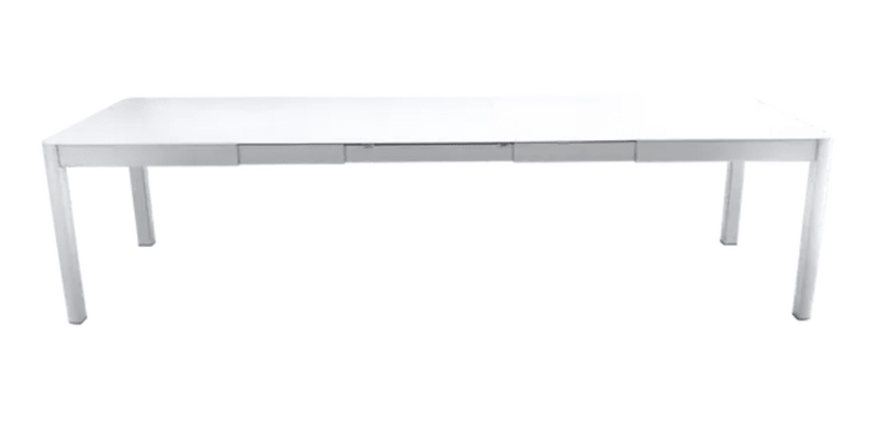 Load image into Gallery viewer, Large Fermob Ribambelle XL extendable metal table in Cotton White, 14-seater, ideal for hospitality and large gatherings.