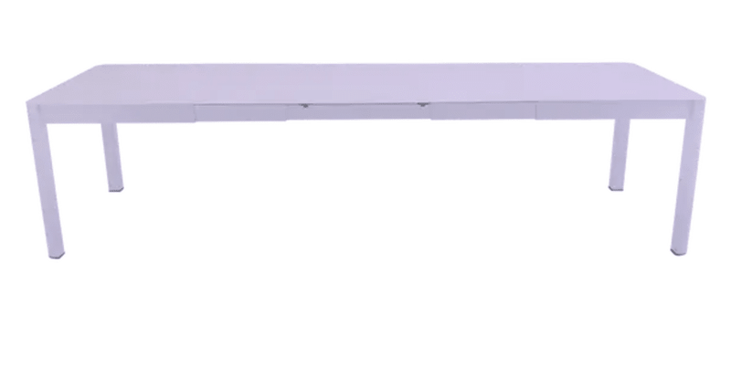 Load image into Gallery viewer, Fermob Ribambelle XL extendable metal dining table in marshmallow lilac purple, 14-seater, large hospitality furniture for gatherings