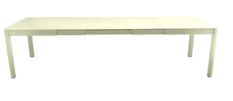 Load image into Gallery viewer, Fermob Ribambelle XL extendable metal table in Willow Green, large 14-seater hospitality table with extendable design.