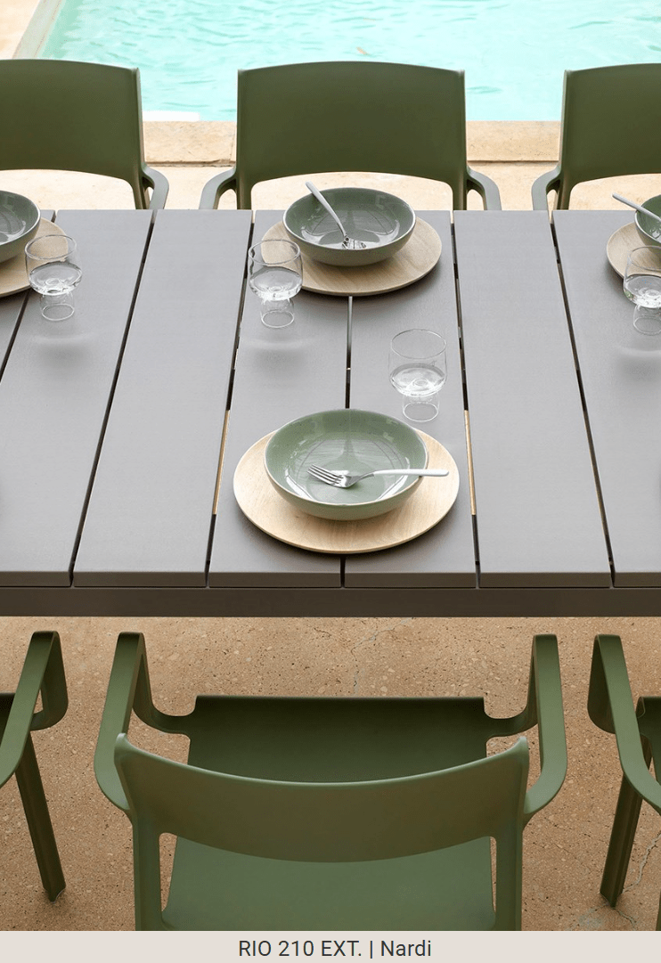 Load image into Gallery viewer, Rio 210 Extensible Table DurelTOP - Custom Wood DesignsNardi Rio 210 Extensible outdoor table with tortora finish, featuring a sleek, modern design and extendable surface for outdoor dining.Nardi Outdoor Table24575205320119Bianco