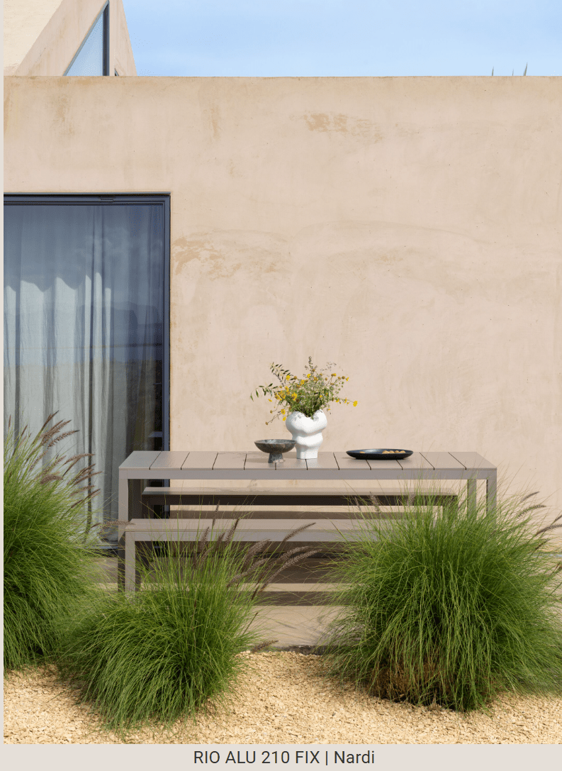 Load image into Gallery viewer, Rio Alu 210 Fixed Table - Custom Wood DesignsNardi Rio Alu 210 fixed outdoor table with aluminum top and sturdy legs, ideal for garden or patio dining.Nardi Outdoor Table24575205798775Tortora