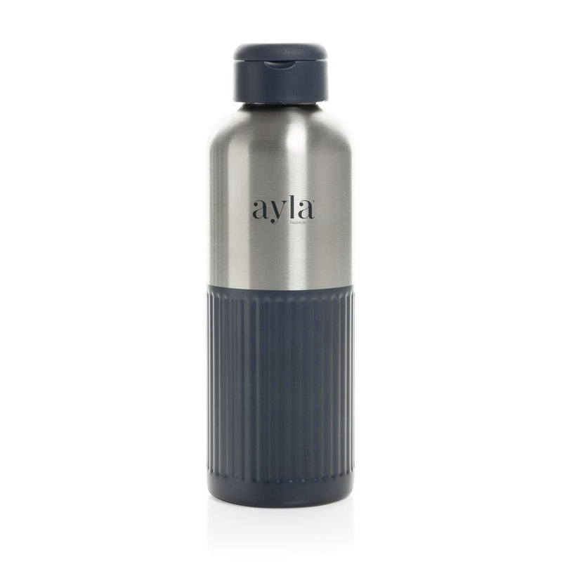 Load image into Gallery viewer, XD Xclusive Ripple RCS R-steel leakproof water bottle with handle, 750ML, featuring a custom wood design on recycled stainless steel.