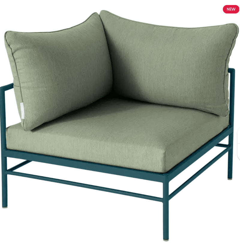 Load image into Gallery viewer, Rivage Corner Armchair - Custom Wood DesignsFermob Rivage corner outdoor armchair with metal frame, featuring a modern design and cactus-inspired fabric pattern.Corner Outdoor Sofa Fermob Metal24575201196343Acapulco Cactus