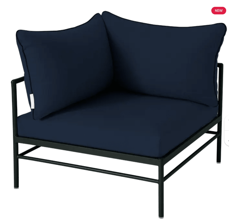 Load image into Gallery viewer, Rivage Corner Armchair - Custom Wood DesignsFermob Rivage Corner Armchair in antracite and midnight blue metal outdoor sofa with modern design and plush cushions.Corner Outdoor Sofa Fermob Metal24575200201431Antracite Modnight Blue