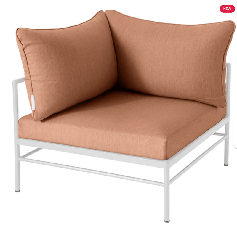 Load image into Gallery viewer, Rivage Corner Armchair - Custom Wood DesignsCotton white Fermob Rivage Corner Armchair, outdoor metal corner sofa with plush cushions and modern design.Corner Outdoor Sofa Fermob Metal24575208113303Cotton White Peach