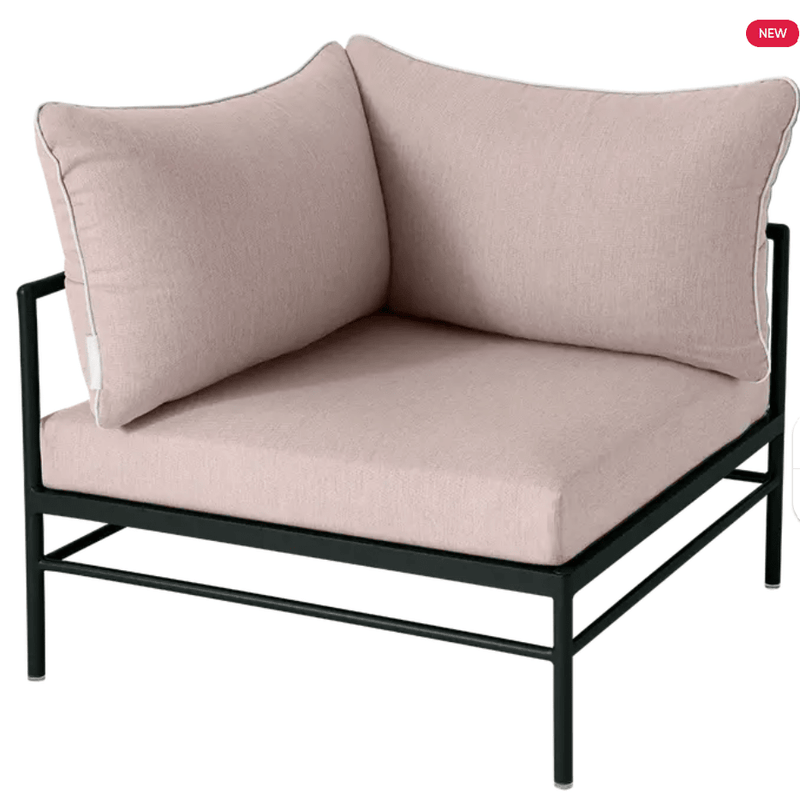 Load image into Gallery viewer, Rivage Corner Armchair - Custom Wood DesignsFermob Rivage Corner Armchair in Liquorice and Papyrus with metal frame for outdoor corner seating.Corner Outdoor Sofa Fermob Metal24575207185623Liquorice Papyrus