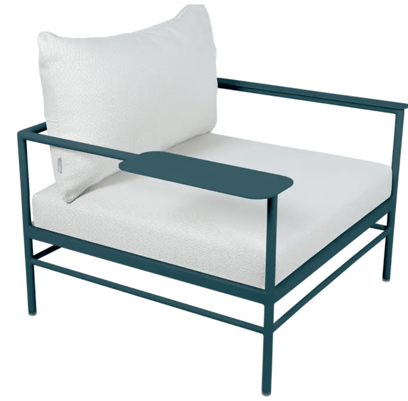 Load image into Gallery viewer, Rivage Low Armchair Fermob - Custom Wood DesignsFermob Rivage low armchair with blue pearl metal frame and outdoor design, suitable for garden seating.Fermob Rivage Outdoor Metal Armachir24575201359959Acapulcp Pearl