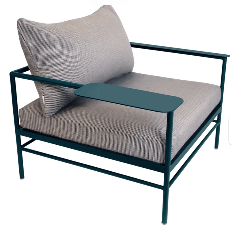 Load image into Gallery viewer, Rivage Low Armchair Fermob - Custom Wood DesignsFermob Rivage outdoor metal armchair in Acapulco Blue with low armrests, suitable for garden or patio seating.Fermob Rivage Outdoor Metal Armachir24575201525495Acapulco Straciatella