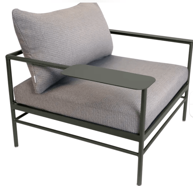 Load image into Gallery viewer, Rivage Low Armchair Fermob - Custom Wood DesignsFermob Rivage outdoor metal armchair with low armrests, in a Rosemary Straciatella finish, suitable for garden or patio seating.Fermob Rivage Outdoor Metal Armachir24575209437367Rosemary Straciatella