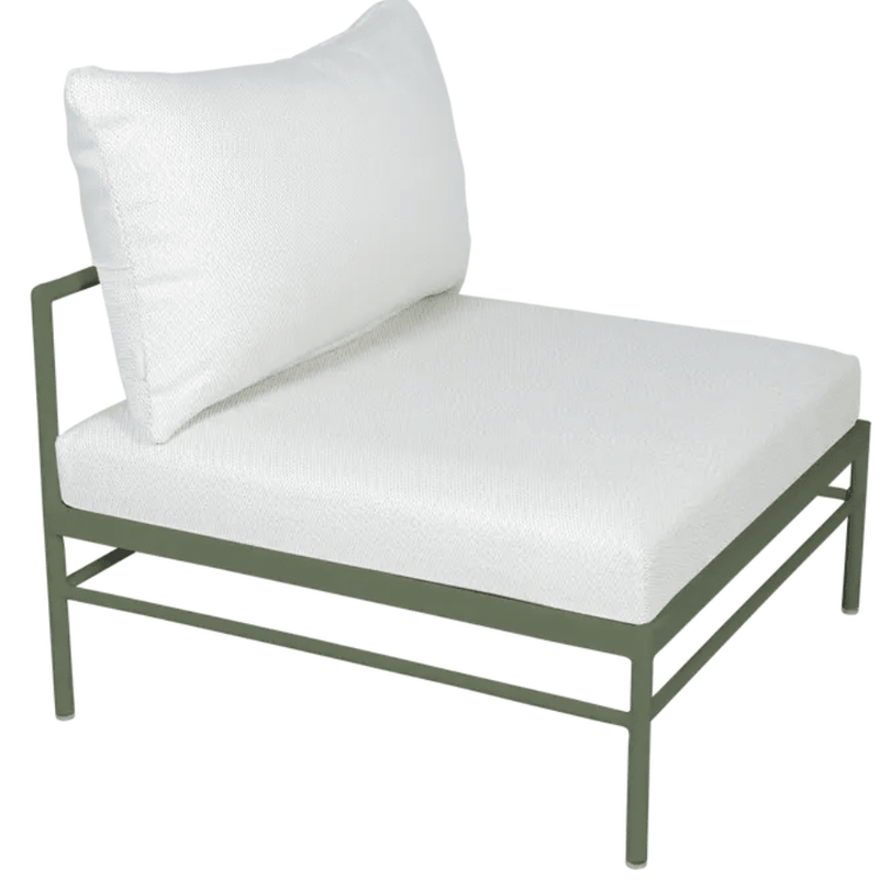 Load image into Gallery viewer, Rivage Low Chair by Fermob - Custom Wood DesignsRivage low outdoor sofa chair by Fermob with a cactus pearl finish, featuring a metal frame and comfortable seating for outdoor spaces.Outdoor Sofa Metal Fermob24575208805687Cactus Pearl