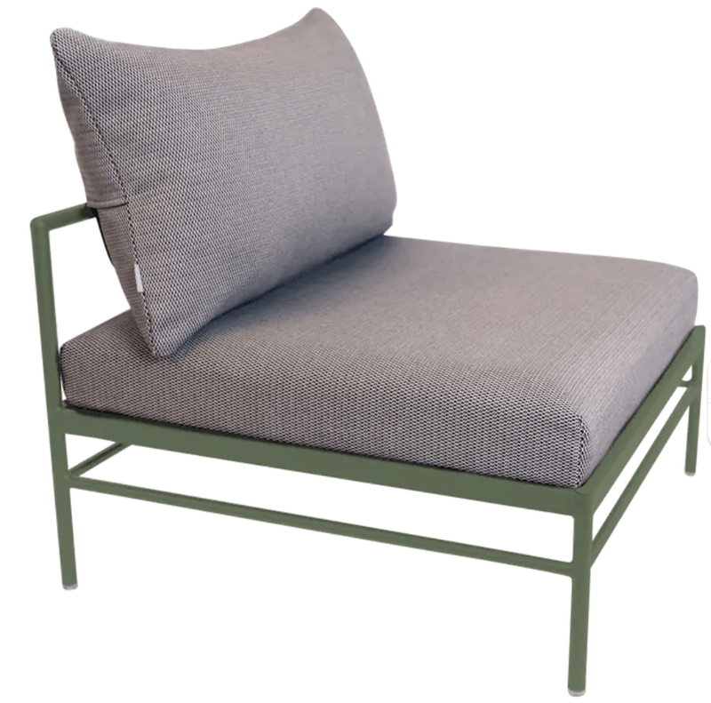 Load image into Gallery viewer, Rivage Low Chair by Fermob - Custom Wood DesignsFermob Rivage Low Chair outdoor sofa with metal frame and cactus and straciatella patterned fabric, designed for outdoor use.Outdoor Sofa Metal Fermob24575207314167Cactus Straciatella