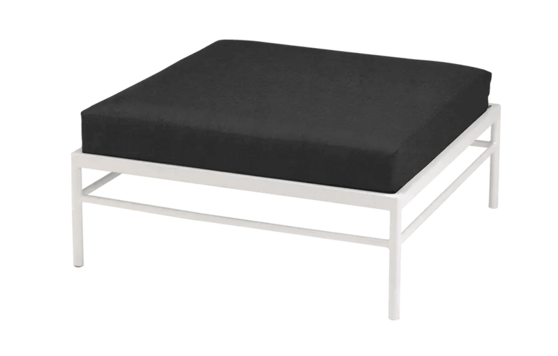 Load image into Gallery viewer, Rivage Ottoman - Custom Wood DesignsCotton white and midnight grey Fermob Rivage outdoor ottoman with aluminum frame, stylish metal lounge footstool for outdoor use.Ottoman Outdoor Furniture Fermob Metal24575204177527Cotton White Midnight