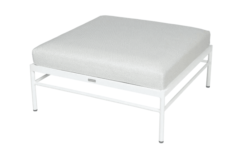 Load image into Gallery viewer, Rivage Ottoman - Custom Wood DesignsCotton white Rivage Ottoman by Fermob, outdoor metal lounge footstool with aluminium frame, suitable for garden or patio seating.Ottoman Outdoor Furniture Fermob Metal24575204177527Cotton White Midnight