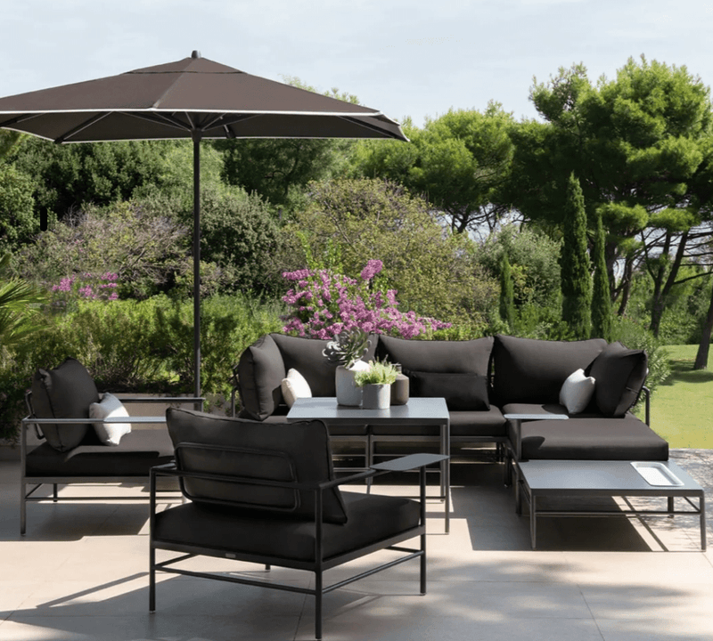 Load image into Gallery viewer, Rivage Ottoman - Custom Wood DesignsFermob Rivage Ottoman outdoor metal furniture with fabric cover, featuring sleek design and silver finish.Ottoman Outdoor Furniture Fermob Metal24575201360023Rosemary Twine