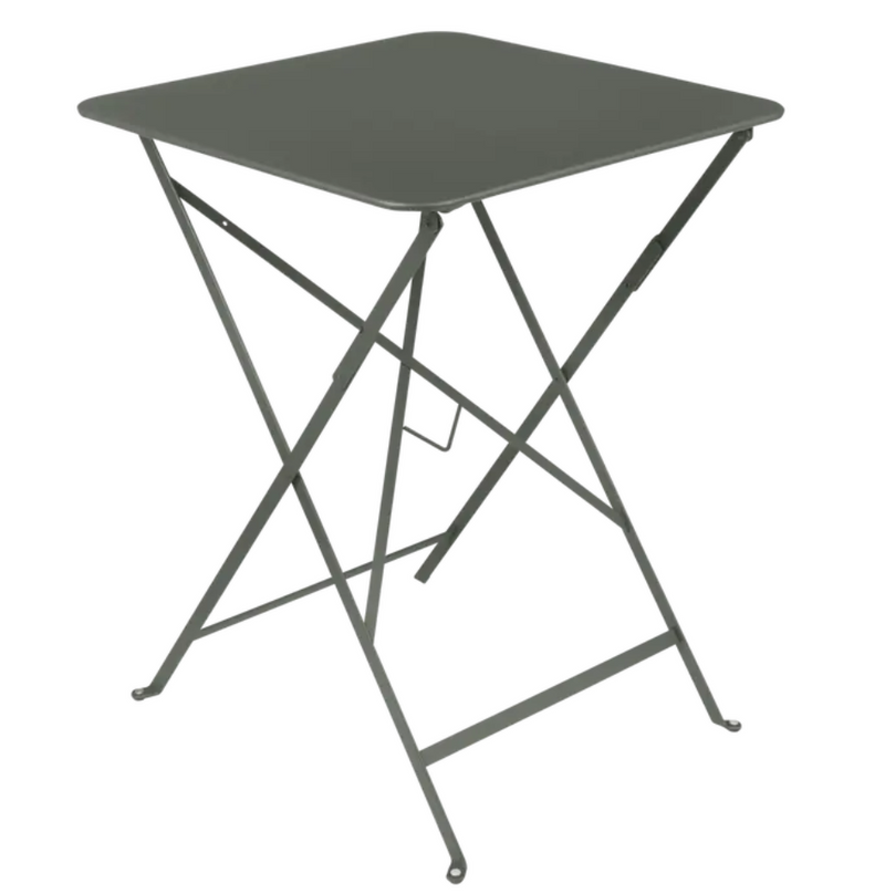Load image into Gallery viewer, Fermob metal foldable bistro table in rosemary green, 57x57 inches, outdoor cafe table with a compact, foldable design