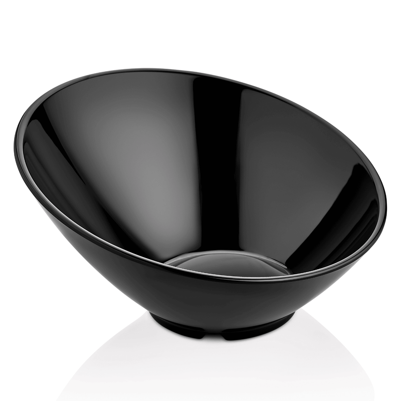 Load image into Gallery viewer, Slanted bowl made of melamine, black, 262x(h)138mm - Custom Wood DesignsBlack melamine slanted bowl by Fine Dine, measuring 262x138mm, with a sleek design and slanted edge for serving.Melamine bowl779675