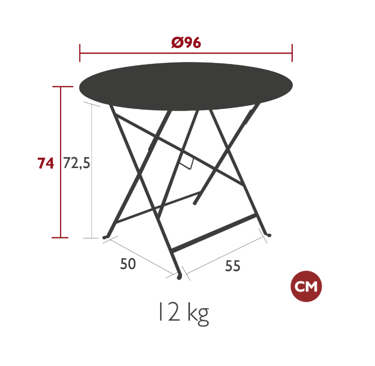 Load image into Gallery viewer, Fermob round bistro table with 96cm diameter, honey-colored folding metal design for cafe or outdoor use.