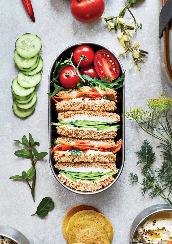 Load image into Gallery viewer, Stainless Steel Double Bento Box - Custom Wood DesignsBlack + Blum stainless steel double bento box with divided compartments for home and living use.Home & LivingP439.2002Stainless steel,Bamboogrey