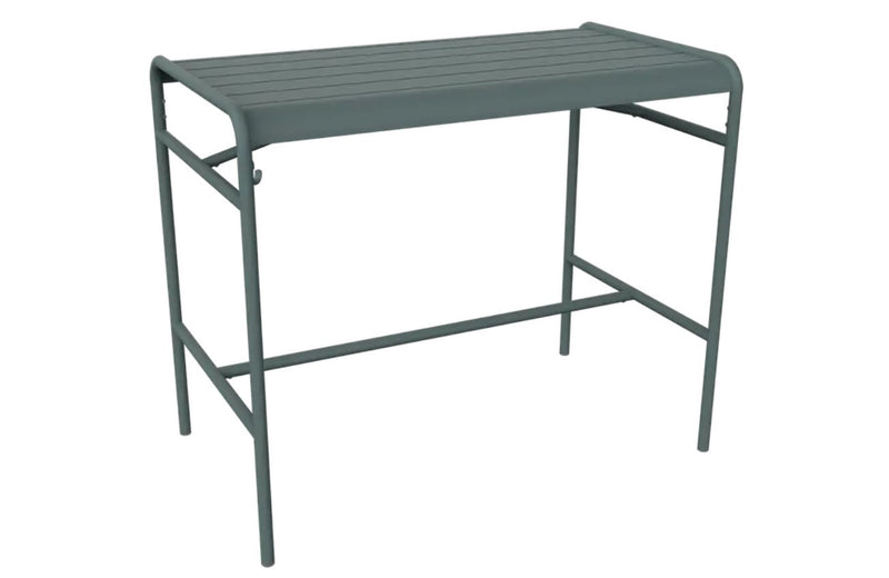 Load image into Gallery viewer, Storm grey Fermob Luxembourg high metal table, 126 x 73 cm, showcasing a modern outdoor table with sleek metal design.