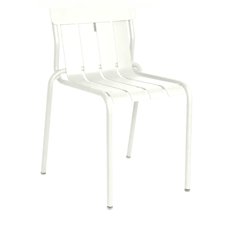 Load image into Gallery viewer, Stripe Chair Stackable Outdoor Dining - Custom Wood DesignsFermob Stripe Stackable Outdoor Dining Chair in white metal, designed for outdoor use and hospitality settings.Fermob Metal Chair Outdoor24575206773623Cotton White